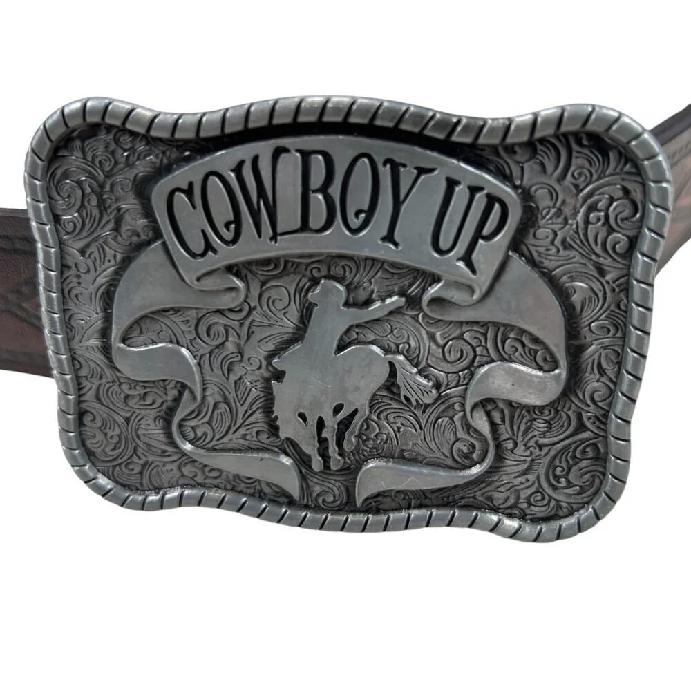 Wrangler Cowboy Up Western Belt Buckle Rodeo Festival Fair